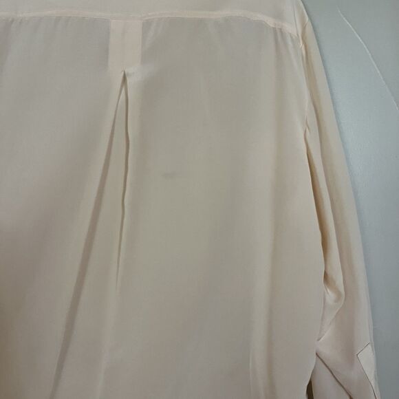 Frame 100% Silk Long Sleeve Button Down Blouse, Patch Pockets Ivory Size Small - Picture 15 of 15